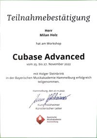 Cubase advanced Zertifikat